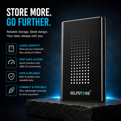 SELFSTORE Portable External Hard Drive USB High Speed Data Storage Drive for Laptop PC Mac Desktop and Backup(500 GB)-Black