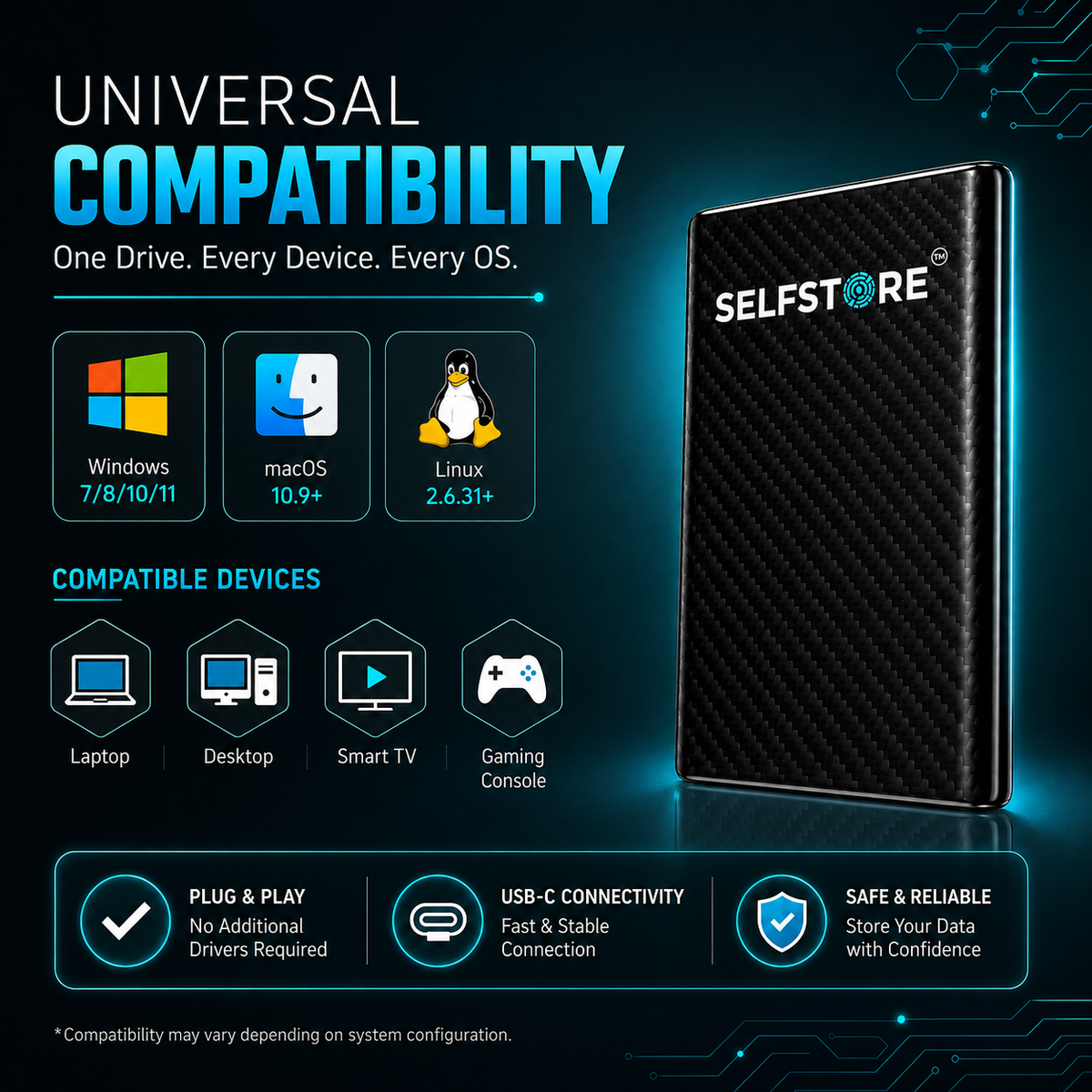 External Hard Drive – USB 3.0 Portable HDD | Ultra Slim, Plug & Play | Fast Data Transfer | Backup Storage for Laptop, PC, Mac (Black) 500 GB